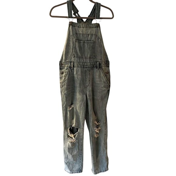Wild Fable Target Medium Wash Denim Distressed Overalls Size S - Picture 1 of 7